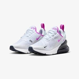 Nike Air Max 270 Big Kids size 5/womens 6.5
White/Dark Obsidian/Fuchsia Dream